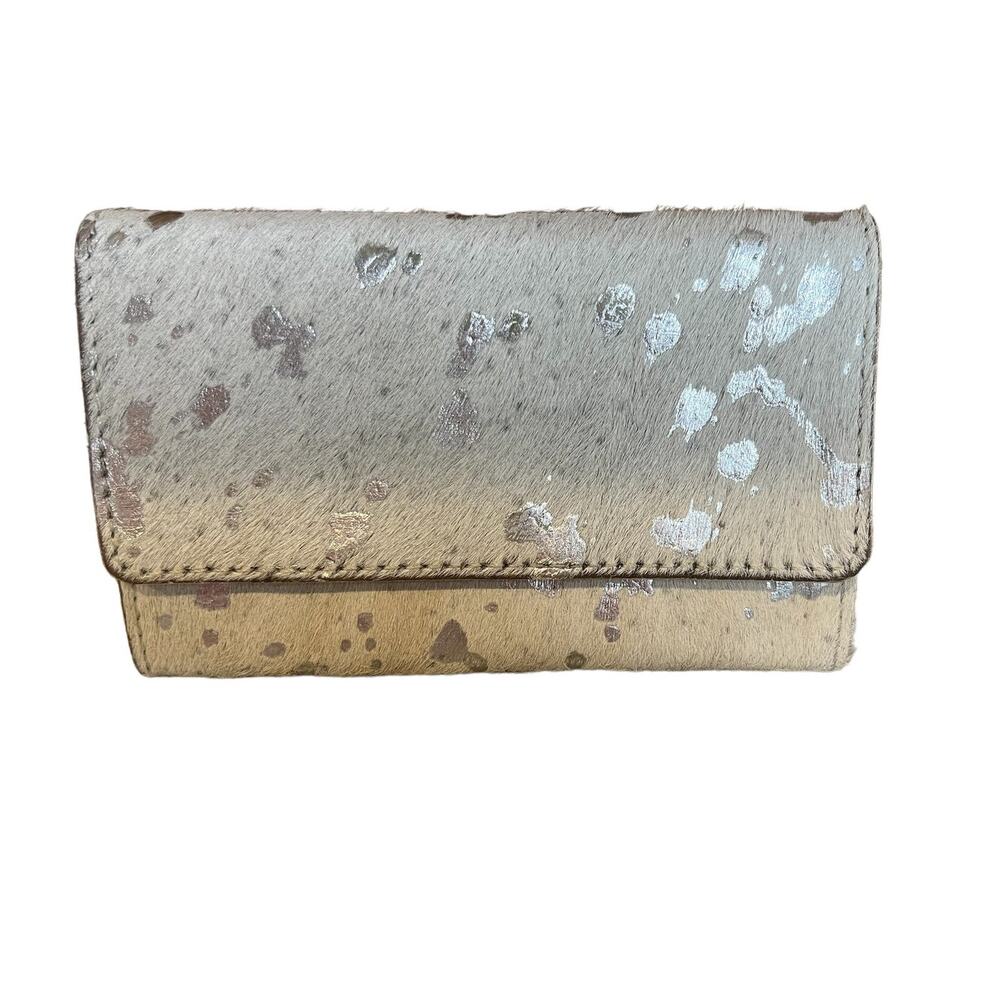 Mersea Leather Clutch Belt Bag Metallic Cow Print Calf